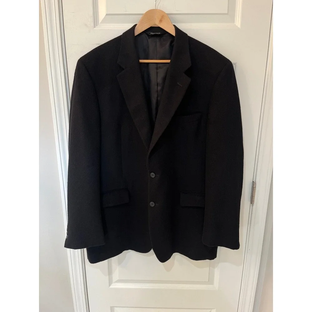 Jos A Bank Mens 46L Sport Coat Black 100% Camelhair 2 Button Blazer Jacket